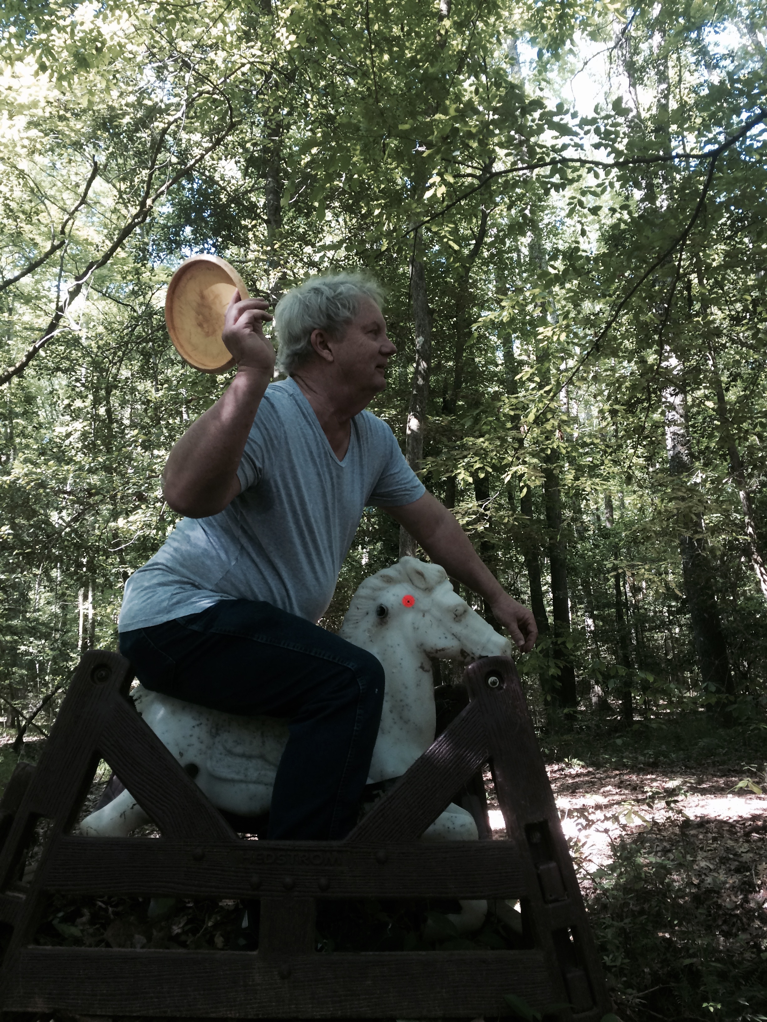 Paul attempting a long putt on hole number 17